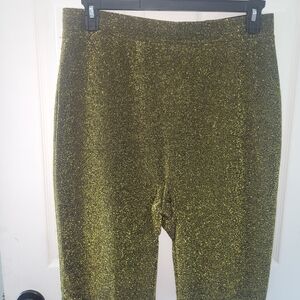MICHAEL Michael Kors Metallic Olive Sparkle Cropped Pants